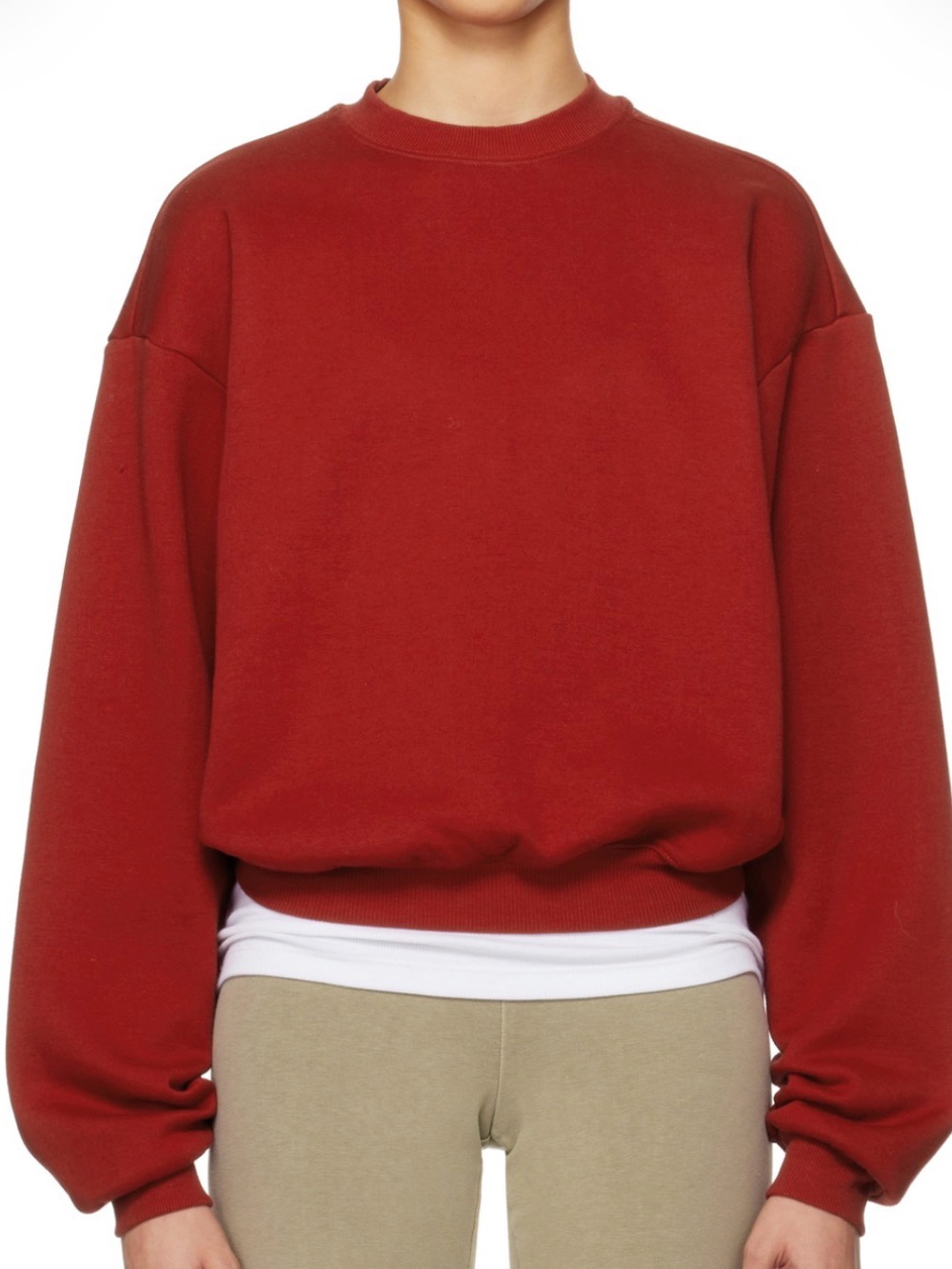Skims Red Cotton Fleece Classic Crewneck Pullover Sweatshirt Brick Deep Red Smal